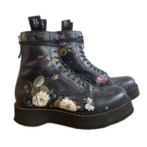 R13 Floral Platform Combat Boot